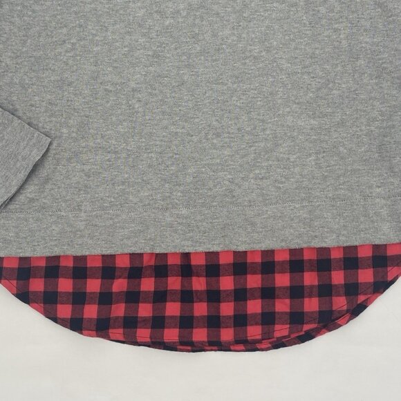 J.Crew Women’s XS Gray Pullover Flannel Plaid Hem Sweater NWT - Picture 5 of 10